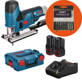Bosch GST 12V-70 Professional inkl. 2 x 2,0 Ah + Ladegerät + L-Boxx + 10 Stichsägeblätter