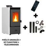 Luft- Pelletofen Anita 6,5 kW Sannover weiß + Kaminbau-Anschluss-Set