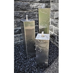 Jürgen Bocker - Gartenambiente Gartenbrunnen Säulenbrunnen eckig 20/20 cm 3er-Set Edelstahl matt geb. incl. LED