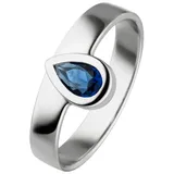 Jobo Fingerring JOBO Gr. 54, silber (silber 925), Fingerringe, Damen, 54, Silber 925 (Sterlingsilber), Fingerring, 925 Silber mit Glasstein-Tropfen blau