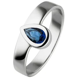 Jobo Fingerring JOBO Gr. 54, silber (silber 925), Fingerringe, Damen, 54, Silber 925 (Sterlingsilber), Fingerring, 925 Silber mit Glasstein-Tropfen blau