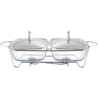 Dajar AMBITION Speisewärmer mit 2 x 2,5L Helios Warmhaltebehälter Warmhalteplatte 2 Kammer Servierschalen Deckel mit Griff