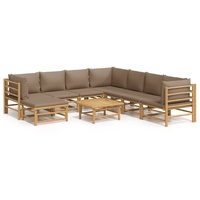 vidaXL 9-tlg. Garten-Lounge-Set mit Kissen Taupe Bambus