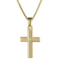 trendor 08516 Kinder Kreuz Gold 333 mit Zirkonia und goldplattierte Kette, 42 cm