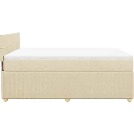 vidaXL Boxspringbett mit Matratze Creme 140x200 cm Stoff