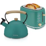 Briebe Nordic Set Toaster 2 Scheiben Breite Schlitze + Wasserkessel Induktion 2,3 L, SKT1177GRE, Grün