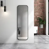 Standspiegel mit Schwarz Metallrahmen 120x37cm Wandspiegel Ganzkörperspiegel Neigbar und wandmontiert für Wohnzimmer Schlafzimmer Badezimmer