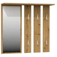 Ibonto Wandgarderobe Modernes Flurmöbel-Set mit Großem Spiegel 6 Doppelhaken