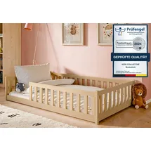 Kids Collective Kinderbett Bodenbett 120 x 200 cm Kiefer massiv natur beige