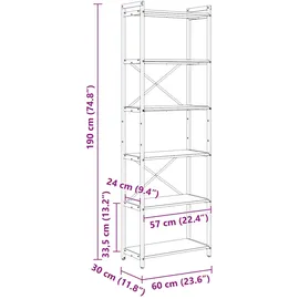 vidaXL Bücherregal 60 x 30 x 188 cm Grau
