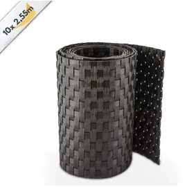 zaun|zu® Sichtschutz Rattan für Doppelstabmatten UV-beständig Dunkelbraun 10x 2,55m