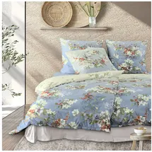 IRISETTE Wave Blumen Blau 135 x 200 cm + 80 x 80 cm