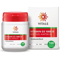 Vitals - Vitamin D3 1000 I.E. Cholecalciferol, 100 hochdosierte Softgel-Kapseln, ohne unnötige Zusätze. Die wirksamste Form von Vitamin D
