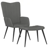 vidaXL Relaxsessel mit Hocker Samt 70 x 90 x 80 cm Dunkelgrau