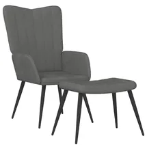 vidaXL Relaxsessel mit Hocker Samt 70 x 90 x 80 cm Dunkelgrau