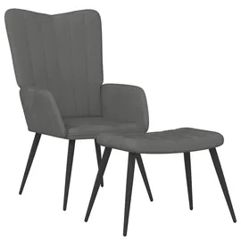 vidaXL Relaxsessel mit Hocker Samt 70 x 90 x 80 cm Dunkelgrau