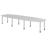 Hammerbacher Konferenztisch KT40C lichtgrau Tonnenform, Rundrohr silber, 400,0 x