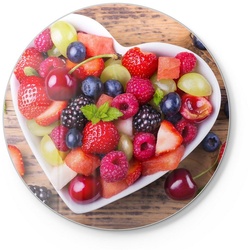 DEQORI Schneidebrett ‚Obstsalat ist Liebe‘, Glas, Platte Frühstücksbrett Schneideplatte bunt 30 cm x 30 cm