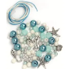 Glorex  Perlen-Set weiß/silber/türkis