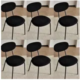 LuxusKollektion Esszimmerstuhl Esszimmerstuhl 6er Set Stapelbar Gepolstert Metall Schwarz 6er-Set schwarz