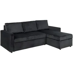 Sacramento Schlafsofa Chaiselong wendbar, versteckte Aufbewahrung und ausziehbares Bett antracitgrau.