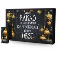 PhotoFancy befüllbarer Adventskalender mit 24 Schachteln zum selbst Befüllen - Spruch 'Schokolade ist Obst'