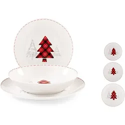 Home Tafelservice 18-teilig Forest aus dekoriertem Porzellan