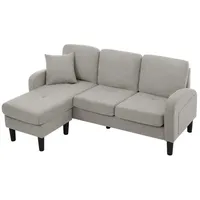 Refined Living Ecksofa L-förmiges Ecksofa mit Chaiselongue, 3-Sitzer Sofa, Polstersofa, 185 x 118 x 82 cm, kompakte Größe, Modulares Sofa, Sofa für kleine Räume, Baumwoll-Leinen-Sofa, Wohnzimmermöbel, Apartment-Sofa 1 Teile, Modulares Design, Ideal für Wohnzimmer, Apartments und Büros grau