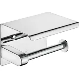 Ibergrif Toilettenpapierhalter mit 2 Montagemethoden (Selbstklebend oder Bohren) Klopapierhalter ohne Bohren, Klorollenhalter Wandhalterung, Toilettenpapier Halterung mit Ablage, Edelstahl, Silber