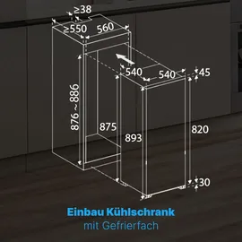 Bomann KSE 7810 Einbaukühlschrank (118 l, 890 mm hoch)