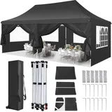 Pavillon 3x6 M Schwarz Mit 6 Seitenteilen