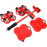 ZVD - Möbelheberollen-Set – Maximale Tragkraft 400 kg (Rot)