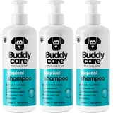 Tropisches Hundeshampoo von Buddycare - Tiefenreinigendes Shampoo für Hunde - Erfrischender Duft - Mit Aloe Vera und Pro-Vitamin B5 (500ml x3)