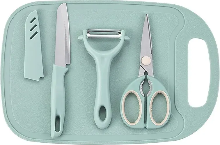 Maxcook Schneidebrettmesser-, Scheren- und Schaberset, Obstmesser, Schere, Schaber und Schäler aus Edelstahl, 4-teiliges Set MCPJ3844