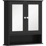 kleankin Medizinschrank wandmontiert Doppeltüren verstellbares Regal offenes Fach modern Schwarz