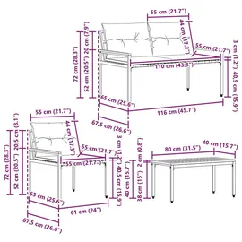 vidaXL Gartenmöbel-Set 4-tlg. Dunkelgrau