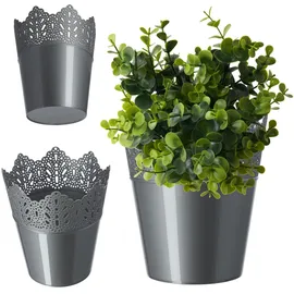 Kadax Spitzen-Blumentopf Ø 12 x 11,5 cm Silber