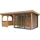 Palmako Gartenhaus Connect Lenna 16,6 m2 Set 708 Slide Plus mit Isolierglas-Schiebetüren - 28 mm Hellbraun tauchgrundiert