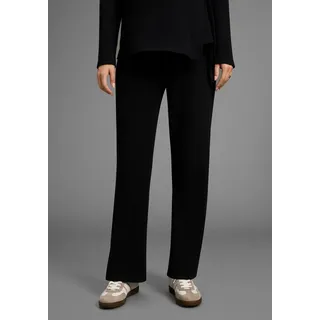 Umstandshose NEUN MONATE "Weite Jerseyhose für Schwangerschaft und Stillzeit", Damen, Gr. 40/42, N-Gr, schwarz, Jersey, Obermaterial: 95% Baumwolle, 5% Elasthan, unifarben, Basic, lässig geschnitten lang, Hosen, Umstands-Hose aus Rippware mit weitem Bein