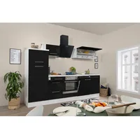 Respekta Küchenzeile Premium 280 cm Schwarz Hochglanz-Weiß