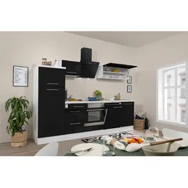 Respekta Küchenzeile Premium 280 cm Schwarz Hochglanz-Weiß