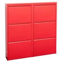 ebuy24 Schuhschrank Pisa Schuhschrank mit 6 Klappen/Türen in Metall ro rot