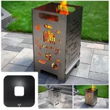 tuning-art Deutschland Feuerkorb Feuertonne Feuerschale + Grillplatte Feuerplatte Grillring