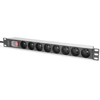 Digitus Steckdosenleiste mit Aluminiumprofil und Schalter, 8-fach CEE 7/5, 2 m Zuleitung Schutzkontaktstecker