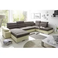 Fun Möbel Couchgarnitur PASCARA U-Form, mit Schlaffunktion-Creme Ottomane Links