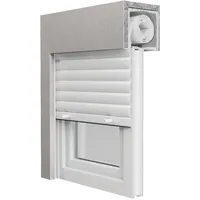 Fenster mit Aufsatzrolladen, Kunststofffenster Kömmerling 70 AD mit Rollladen Basic, Weiß, 800 x 800 mm, individuell konfigurieren