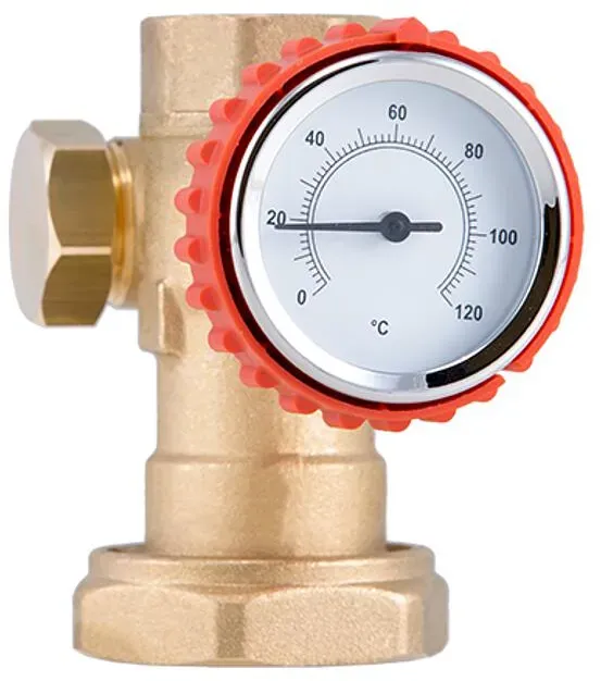 Barberi Monoblock mit Pumpenanschluss (Kugelhahn + Thermometer + 2 seitliche Anschlüsse) - Thermometer 0–120 °C - DN 25 G 1 1/2'' ÜWM-G 1'' IG