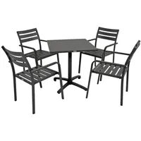 Gardenson Gartenset, Anthrazit, Schwarz, Metall, 5-teilig, 55x88x63 cm, UV-beständig, wetterbeständig, Stühle stapelbar, platzsparend verstaubar, Balkonmöbel, Balkonmöbel-Sets