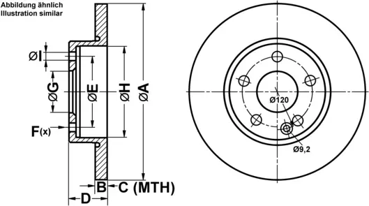 ATE Bremsscheibe PowerDisc 24031201671 voll 276mm 12mm für Mercedes