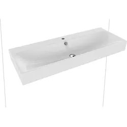 Doppelwaschtisch „Silenio“ 120 × 46 cm, ohne Hahnlochbohrung in alpinweiß